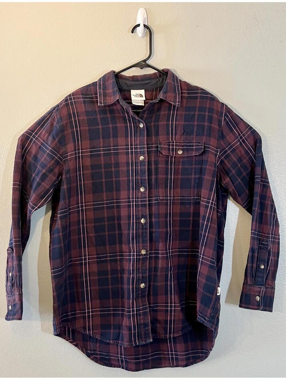 The North Face Shirt Women’s M Burgundy Plaid Berkeley Boyfriend Flannel